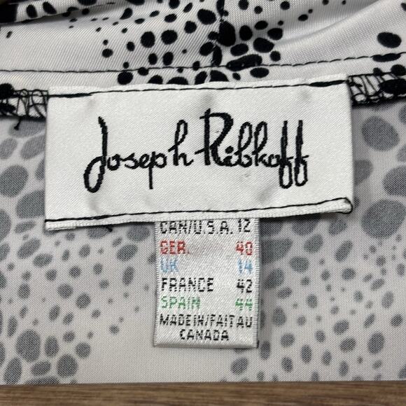 Joseph Ribkoff Womens Top Sz 12 Black White Abstract Sequins Stretch Statement - Picture 4 of 8